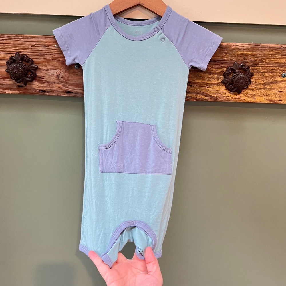 Kyte Baby Bamboo Romper‎ 4T Mint Green Blue Purple Short Sleeve Snap One Piece